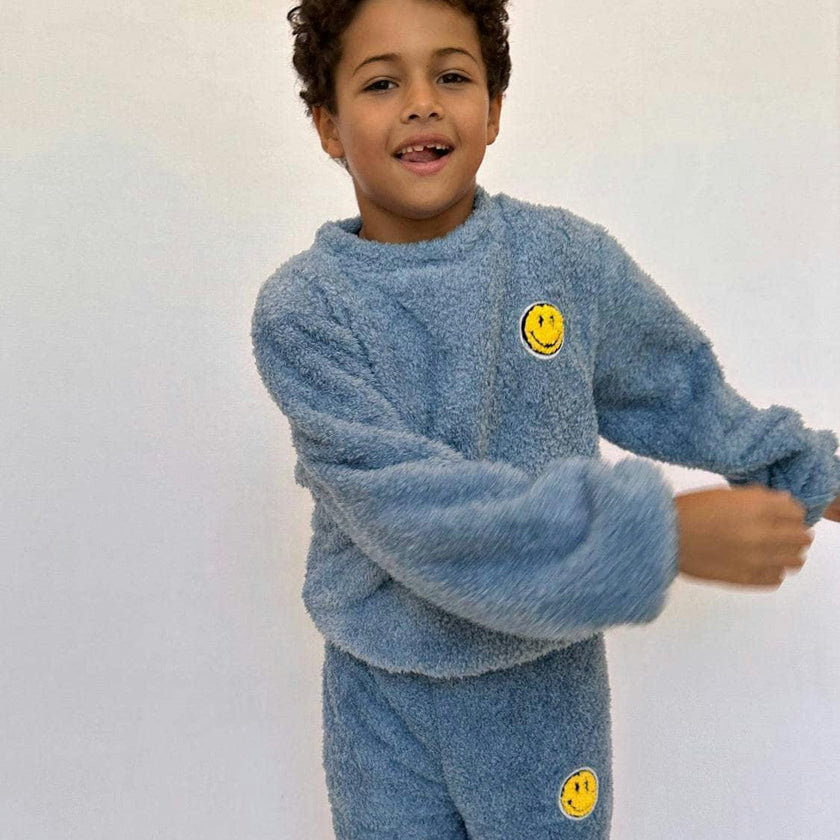 Blue Bright Smile Patch Fuzzy Set