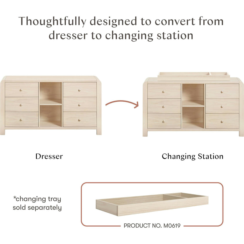 TipToe 6-Drawer Extra Wide Assembled Dresser with Cubbies (62")