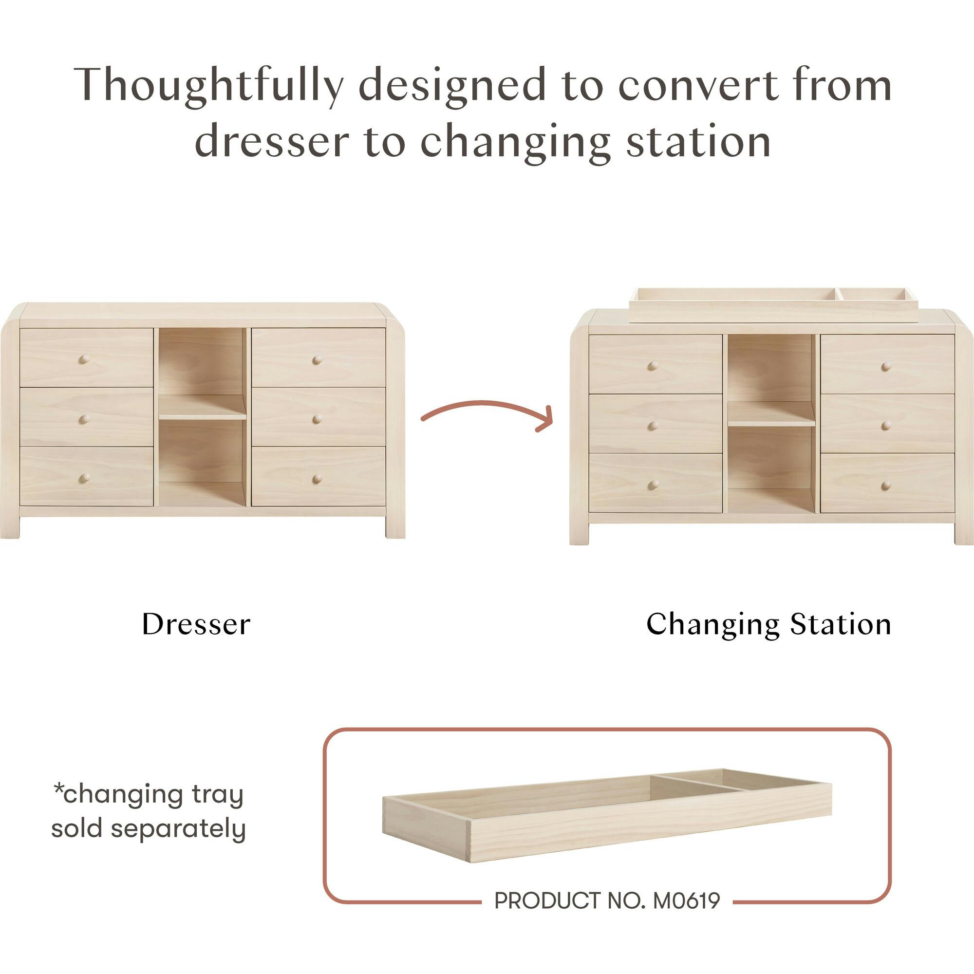 TipToe 6-Drawer Assembled Dresser With Cubbies In
