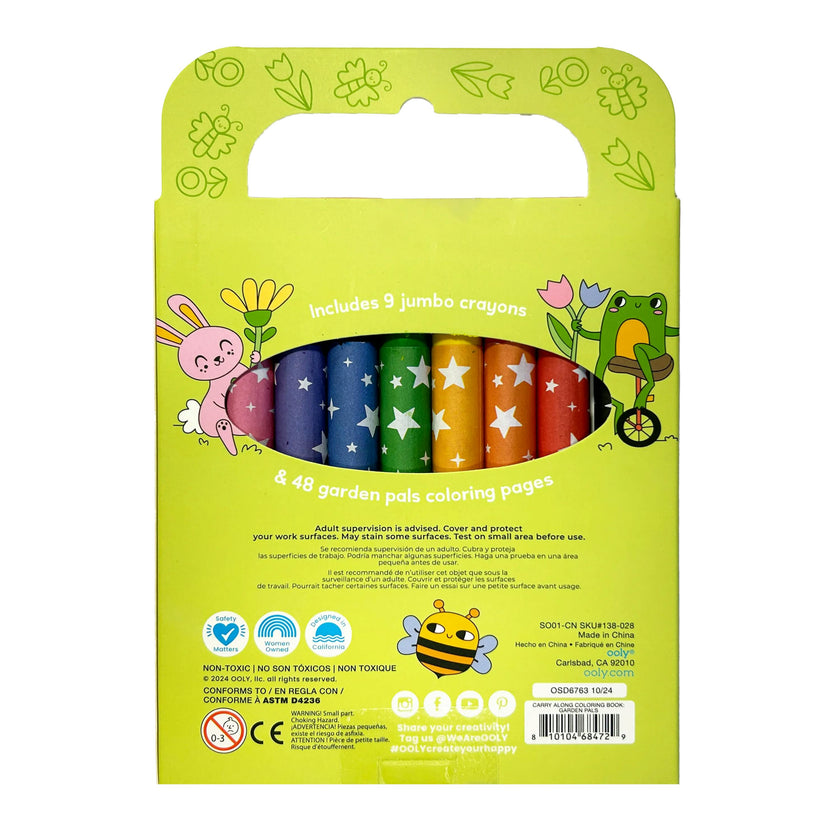 Carry Along! Coloring Book and Crayon Set - Garden Pals - Set of 9 Crayons