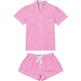 Women's Hepburn Gingham Pink Short PJ Set - Organic Cotton Poplin