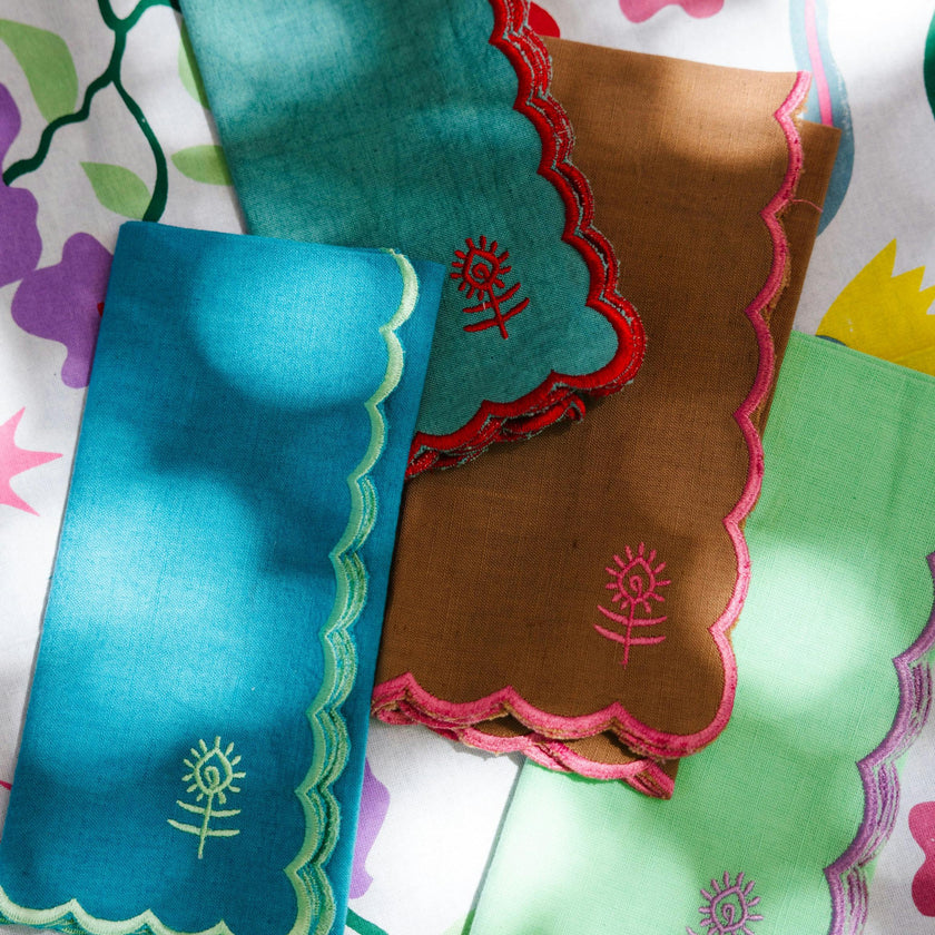 Icon Linen Napkins S/4 - Peacock + Mint