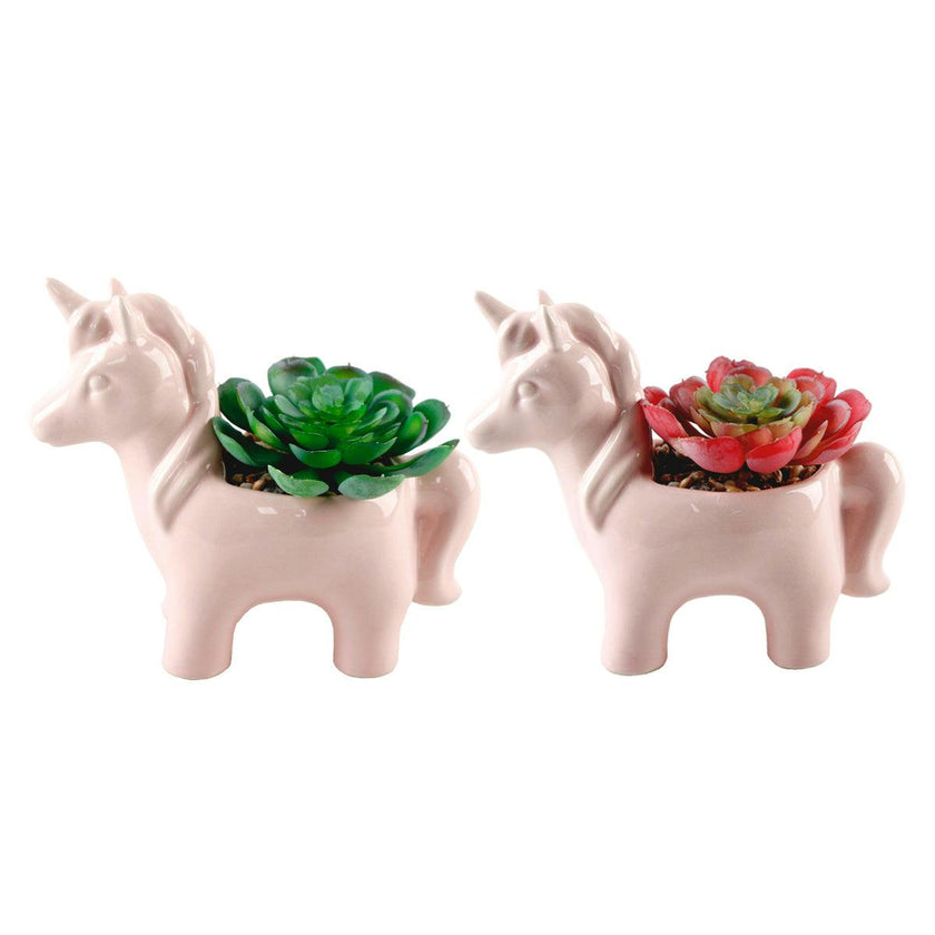 Teal Ceramic Faux Succulents