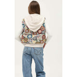 Tenly Tapestry Floral Puffer Vest Hoodie