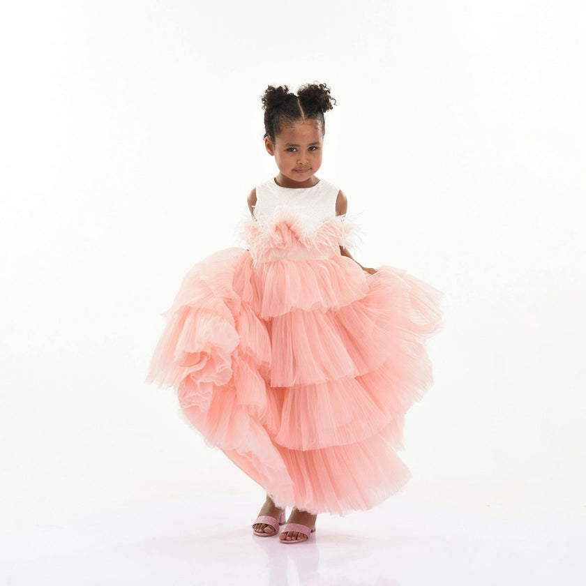 Pink Madera Tiered Tulle Dress