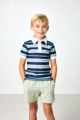 navy retro stripe polo shirt