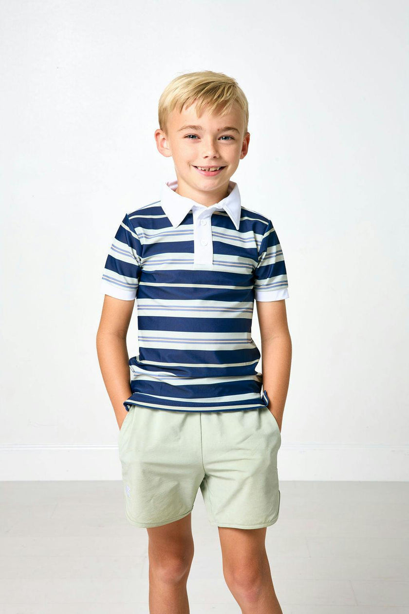 navy retro stripe polo shirt