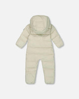 One-Piece Baby Cloud Compressible Snowsuit Designed for Car Seat Off-White