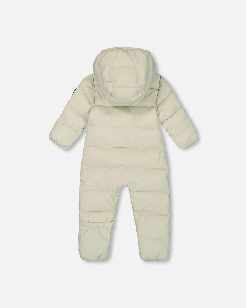 One-Piece Baby Cloud Compressible Snowsuit Designed for Car Seat Off-White