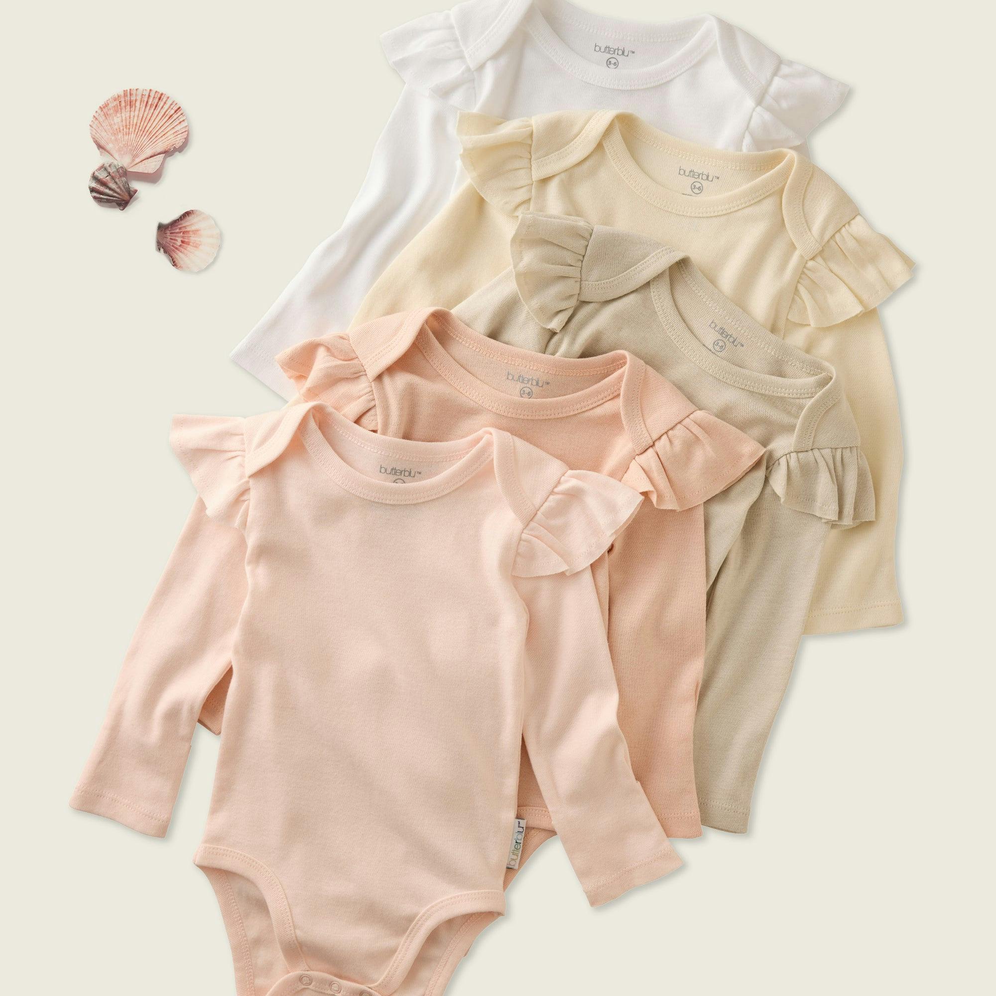 ASHLEY 5-Pack Long Sleeve Ruffle Bodysuits