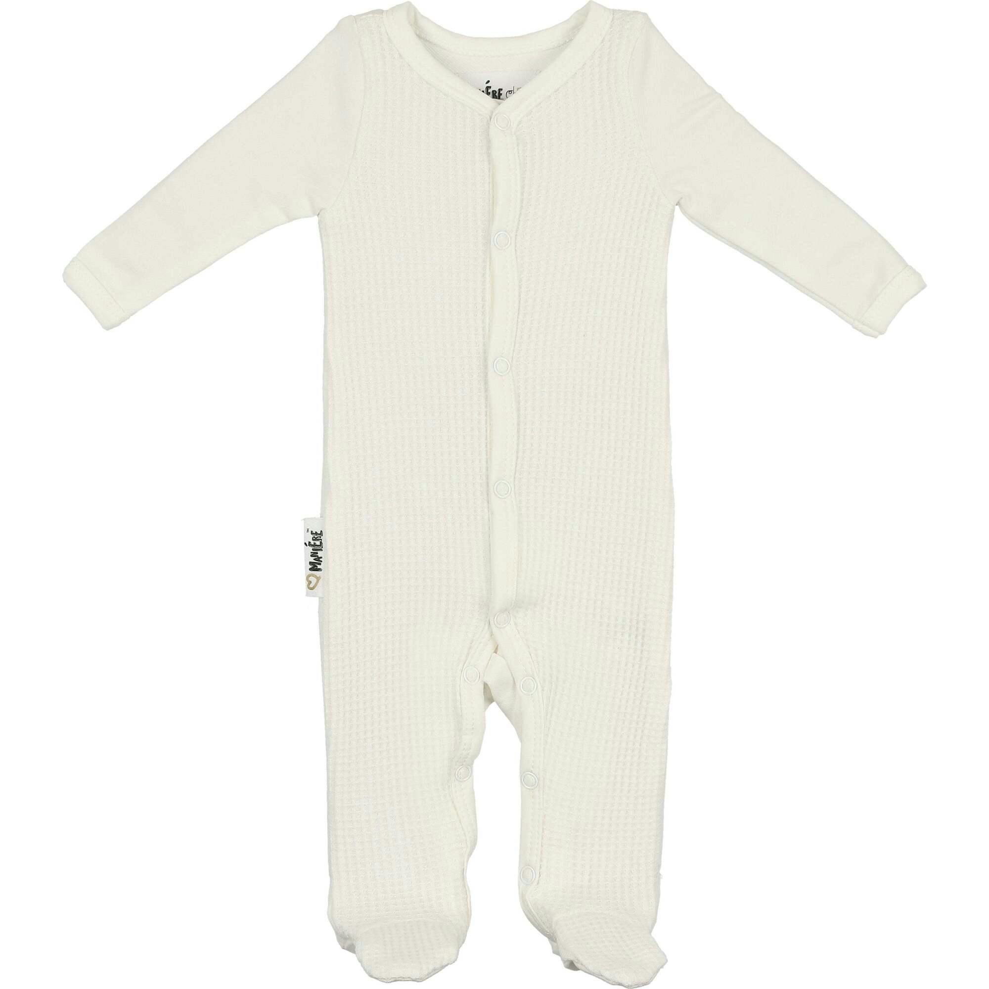 Waffle Round Neck Long Sleeve Snap Footie