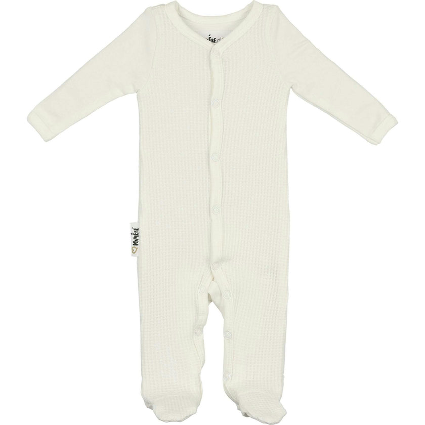 Waffle Round Neck Long Sleeve Snap Footie