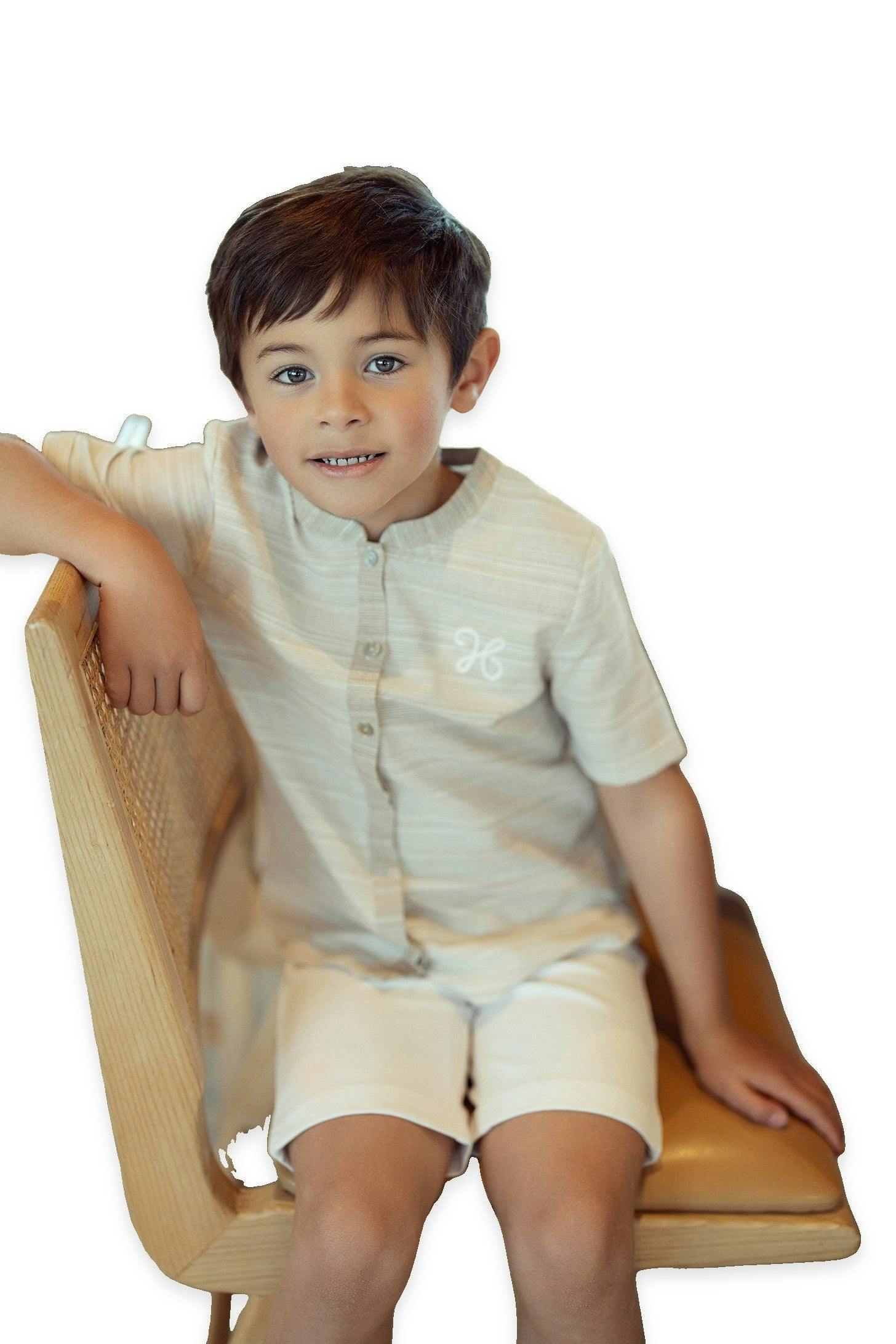 Woven Crinkle Stripe Shirt
