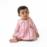 Suzie Floral Stripe - Long Sleeve Bubble with Peter Pan Collar and Skirt