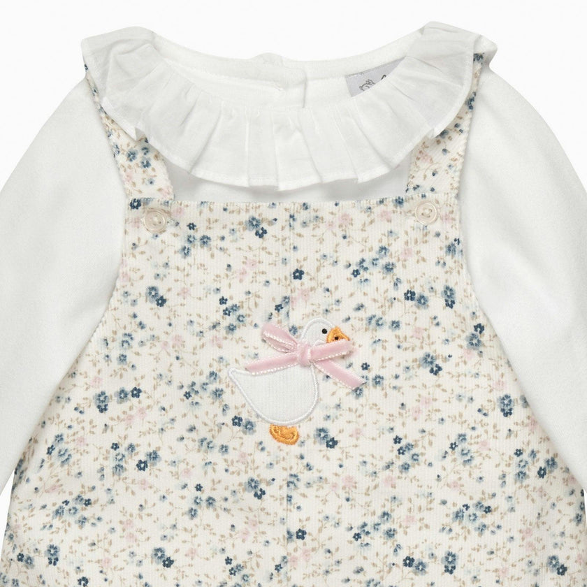Baby Ditsy Cord Duckling Dungaree Set