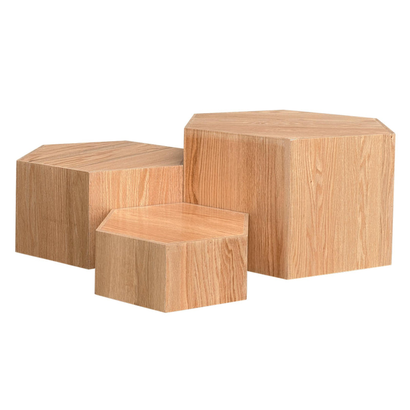 Hexagon Nesting Tables (Set of 3) | Solid European Oak