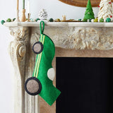 Kids Green Race Car Hand Felted Wool Christmas Stocking Arcadia Home