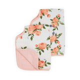 Cotton Muslin Burp Cloth 2 Pack - Watercolor Roses 2