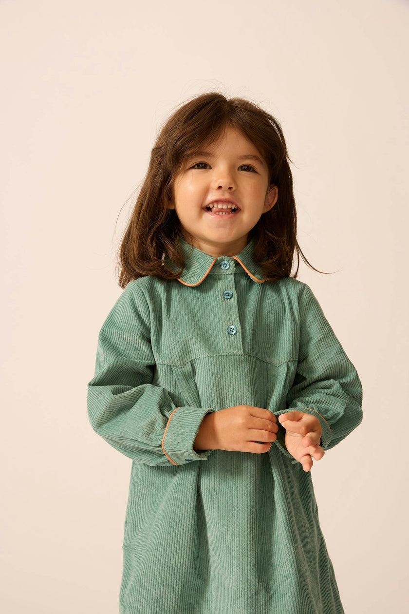 Shirtdress in Teal Tambourine Corduroy