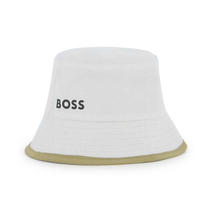 White & Beige Reversible Bucket Hat