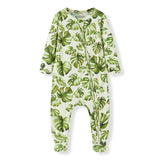 Island Leaf Cotton Stretch Zipper Footed Romper