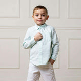 Organic Long Sleeve Seersucker Button Down Shirt, Green