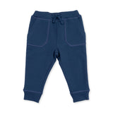 Solid Insignia Blue - Jogger Pant with Varsity Stripes