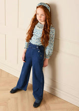 Scallop Detail Wide Leg Jeans in Blue Denim (2-12yrs)