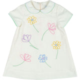 Linen Look Dress With Embroidered Flowers