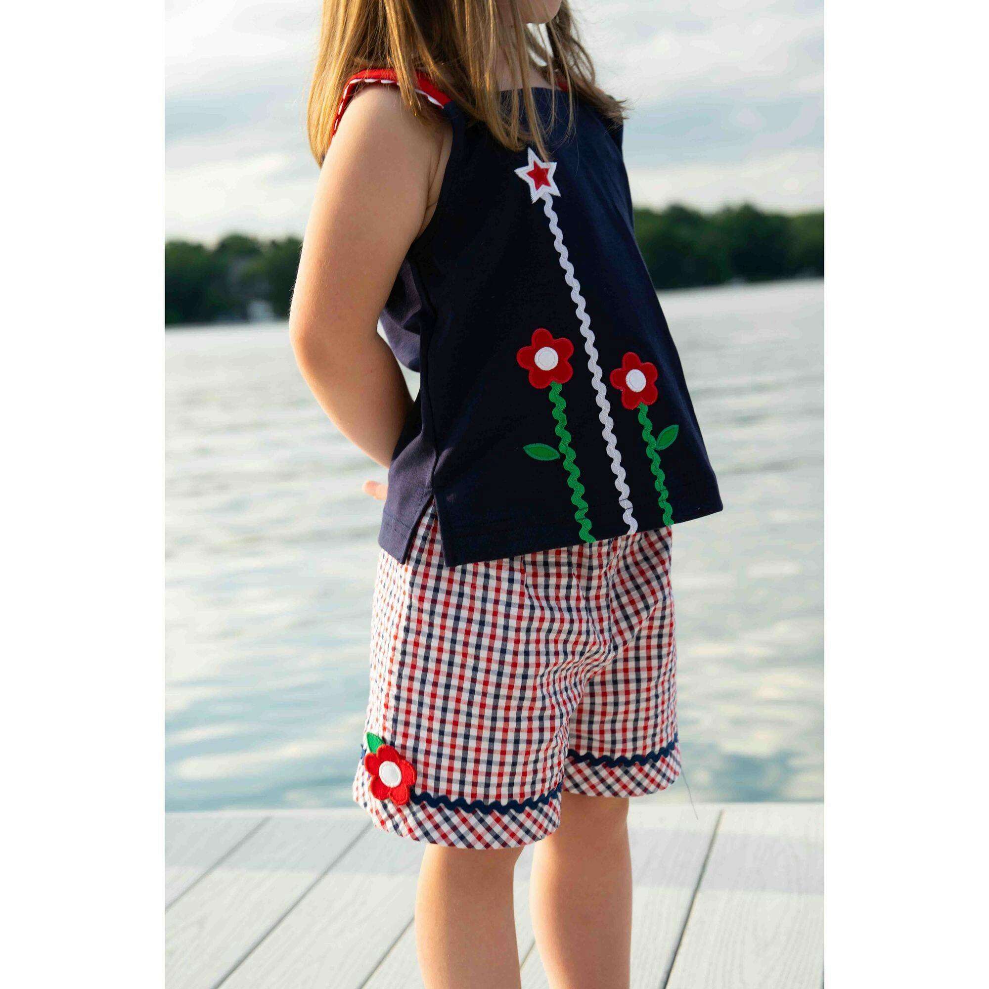 Knit Top With Ric Rac, Flowers & Star