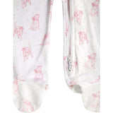 Pink Puppy Love Print Zipper Footie