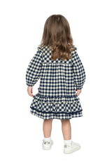 Shirt Dress With Frills Blue And White Gingham Print