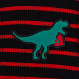 Boys Striped Polo Shirt | T-Rex Heart â€“ Red & Black