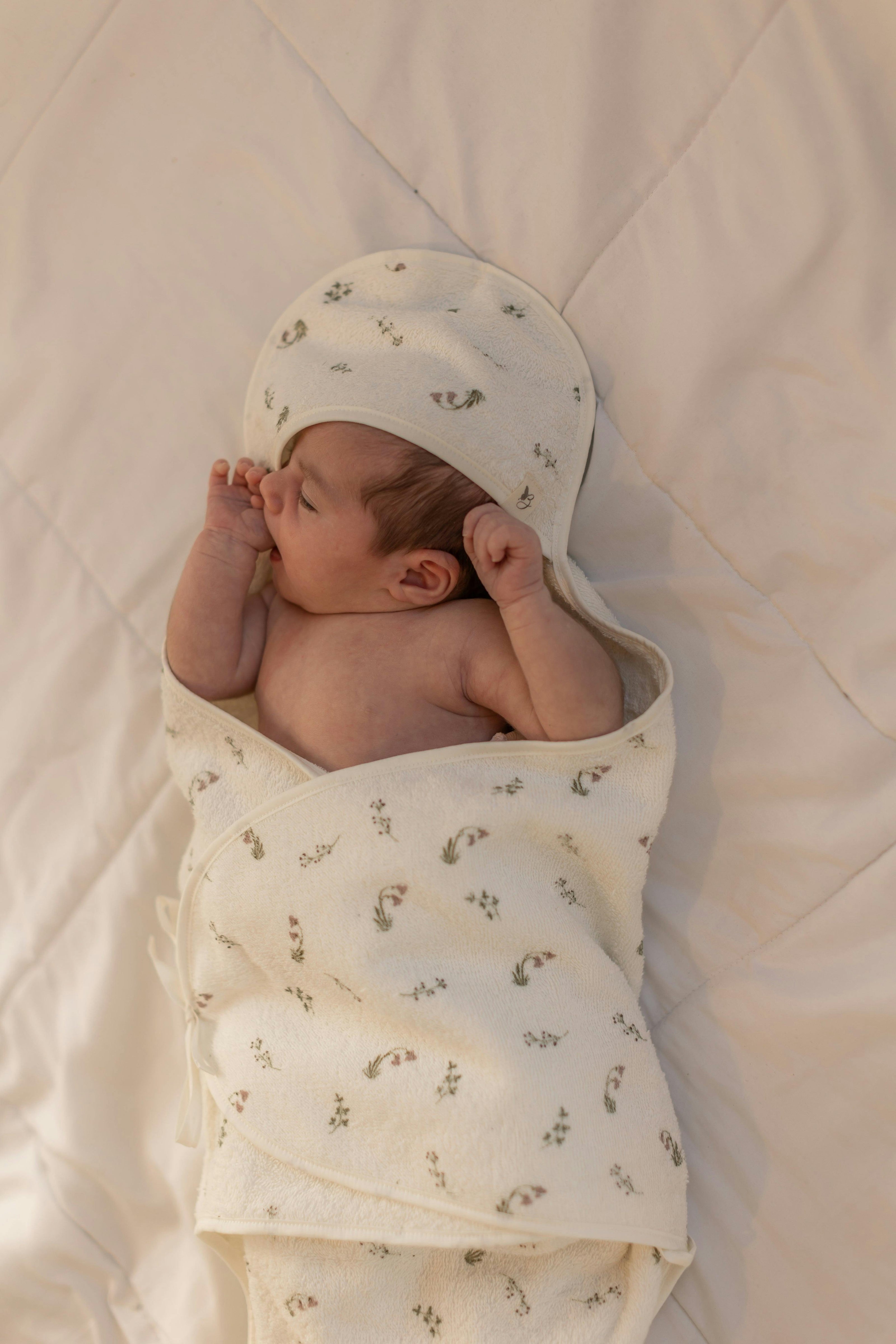 Printed Wrap Terry Towel Mauve/Cream