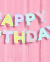Happy Birthday Banner - pastel iridescent garland
