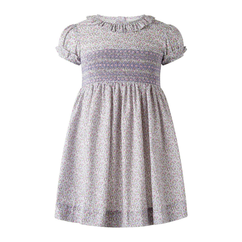 Lavender Frill Collar Smocked Dress
