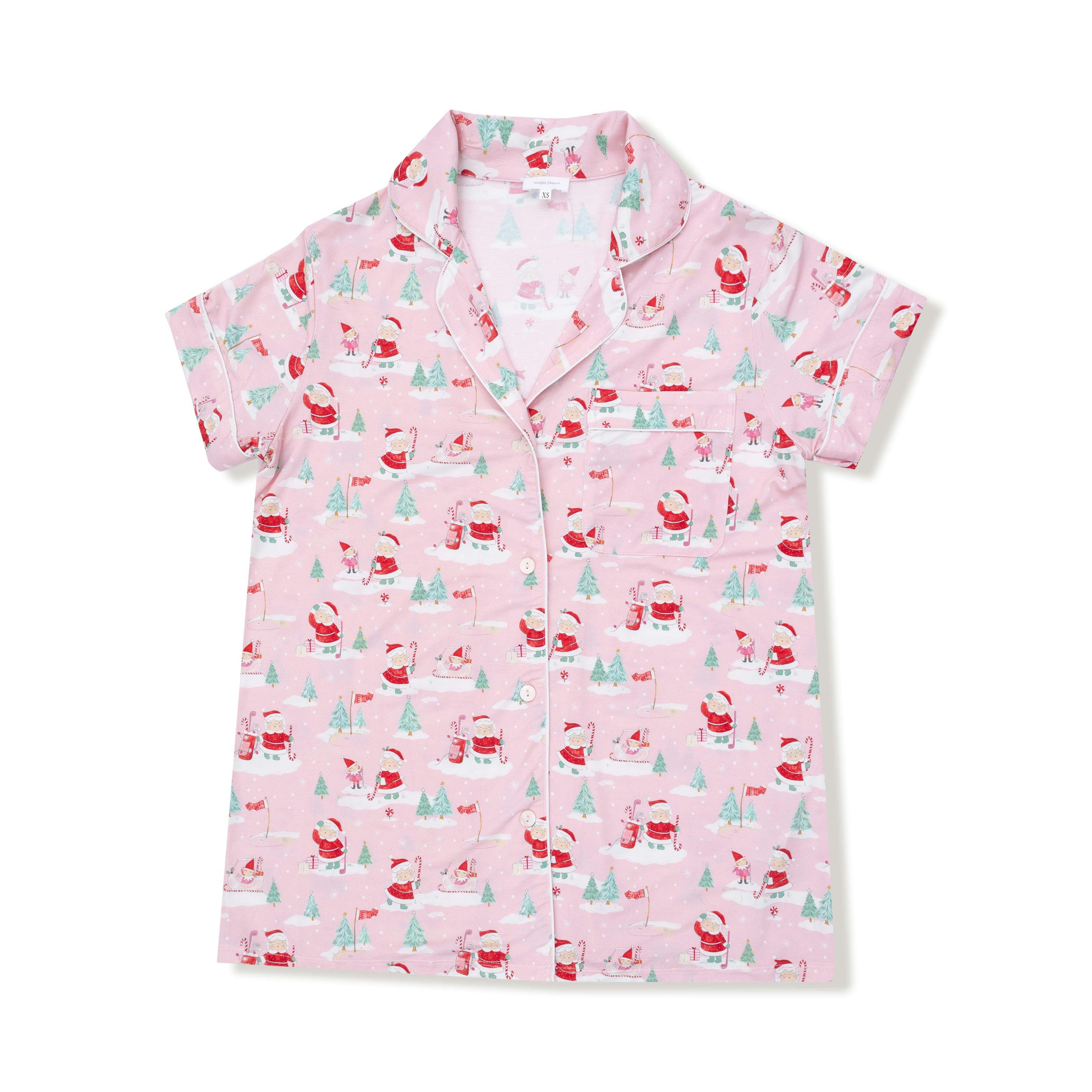 Golfing Mrs. Claus and Elves - Adult Short Sleeve Coat Style with Pants
