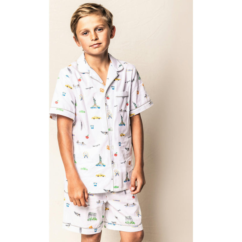 Kid's Twill Pajama Short Set in New York! New York!