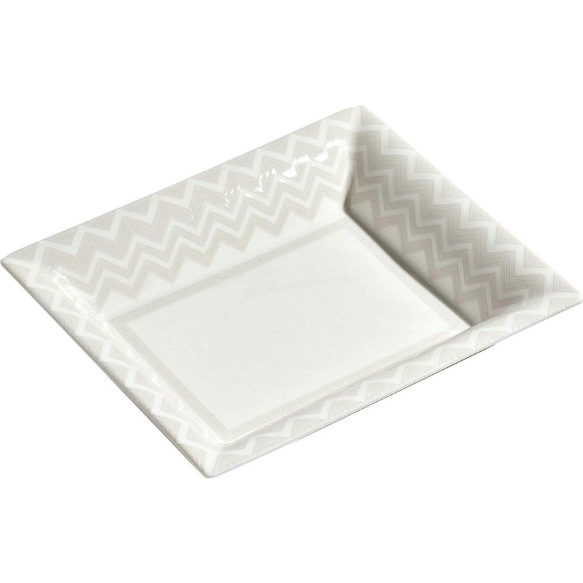 Tray Zig Zag Rectangular Large In Luxury Box White 8.5" X 6.75"