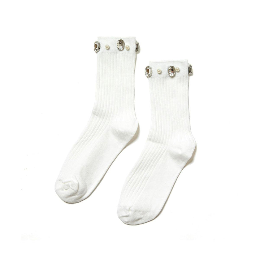 Crystal Ribbed Crew Socks