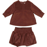 Girls Royal Velvet Smocked Top & Shorts Set
