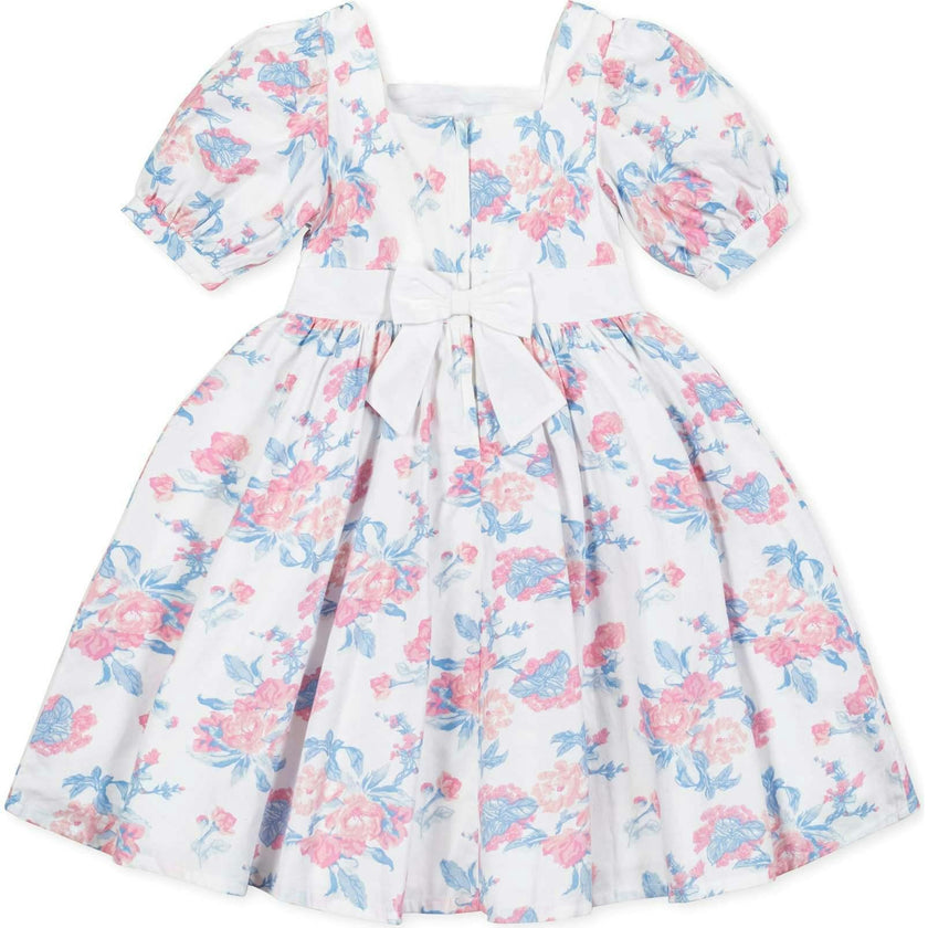 Organic Short Sleeve Puff Sleeve Party Dress, Pink