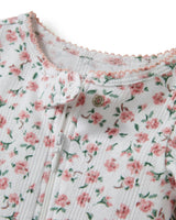 Baby's Pointelle Footie Romper in Pink Floral