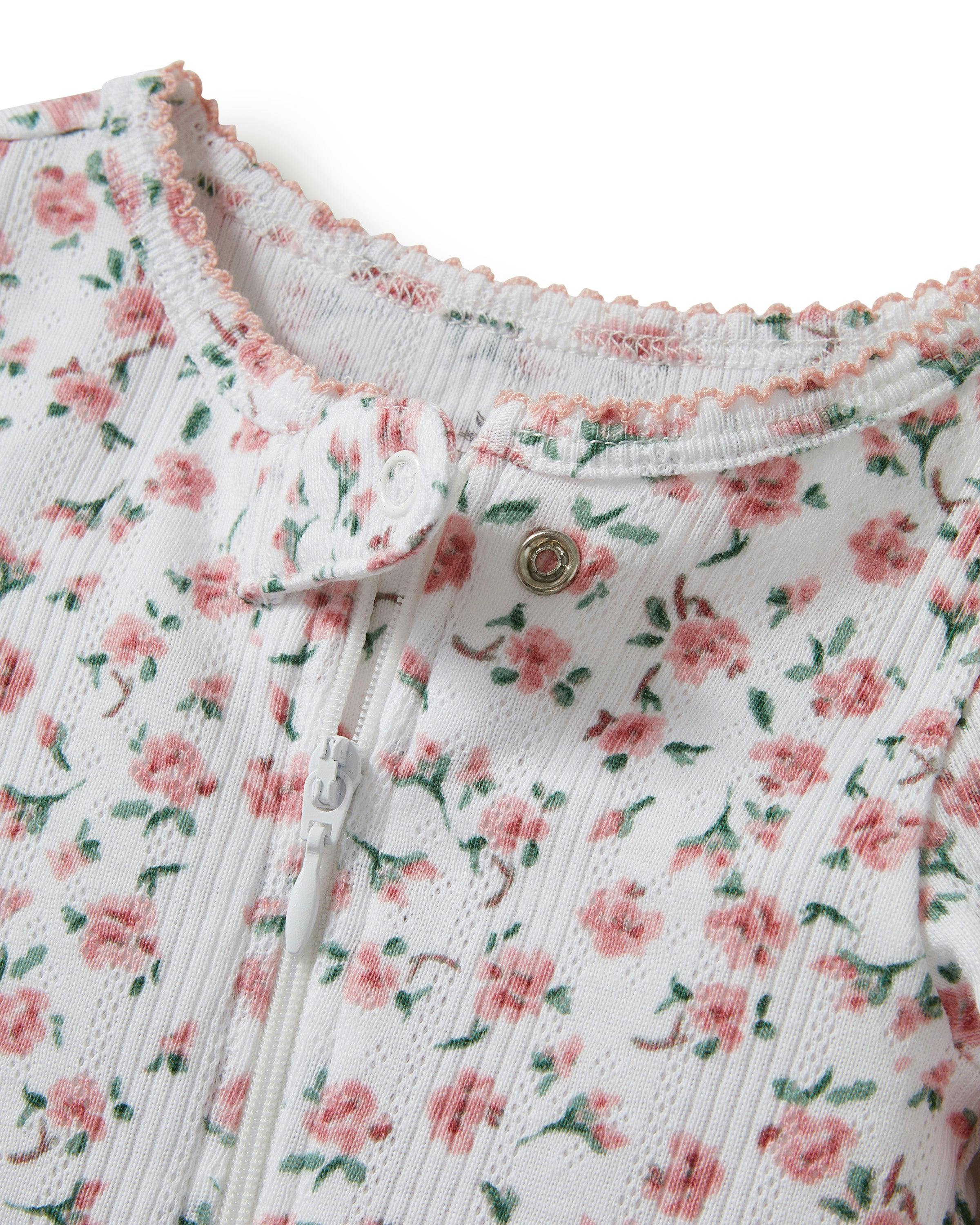 Baby's Pointelle Footie Romper in Pink Floral
