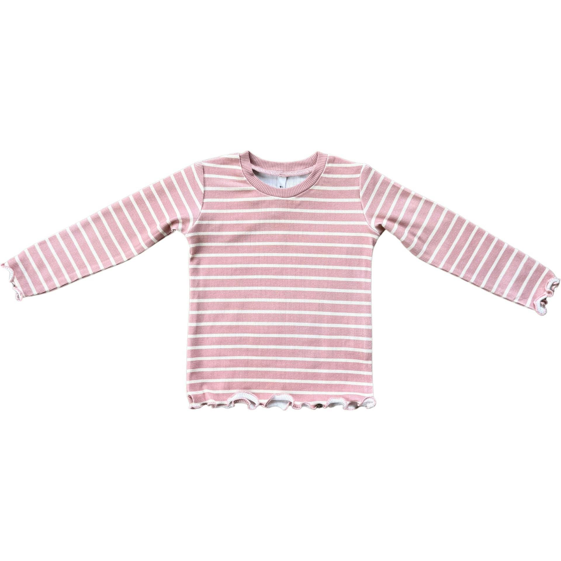 Lettuce Hem Tee Misty Rose Stripe