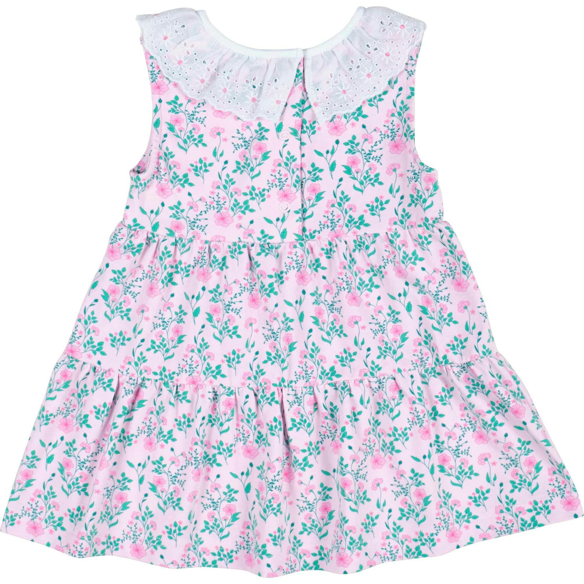 Floral Print Dress with Eyelet Collar