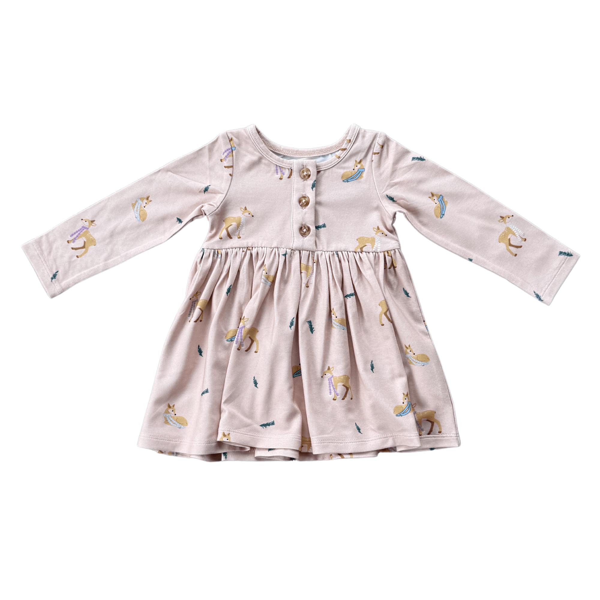 Long Sleeve Henley Dress Christmas Dogs