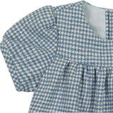 Matilda Houndstooth Check Puff Sleeve Dress, Stripes