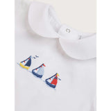 Embroidered Boat Motif Peter Pan Collar Bodysuit in White (1mth-3yrs)