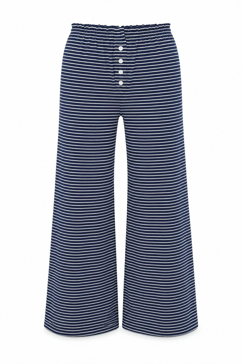 Dylan Navy and White Stripe Wide Leg Pants